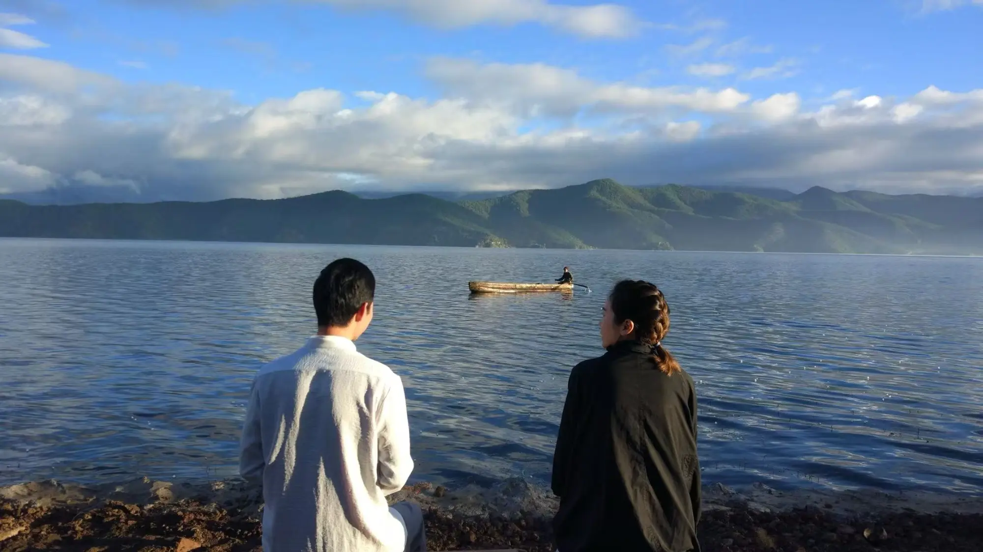 Field research beside a lake